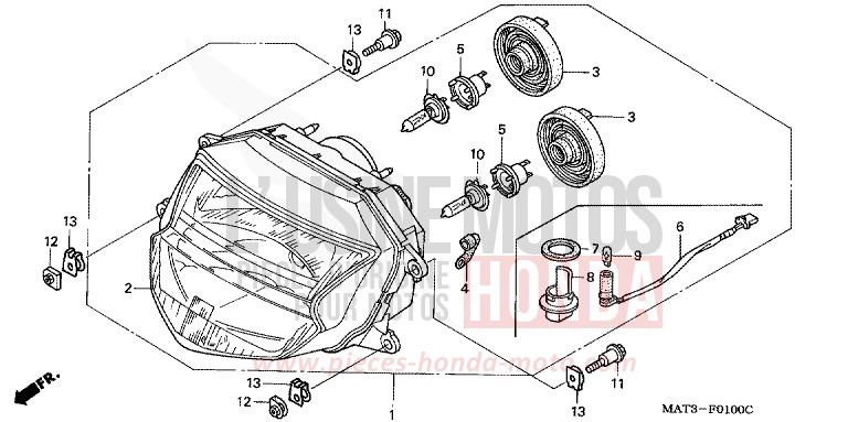 HEADLIGHT for Super Blackbird ACCURATE SILVER METALLIC (NH146) from 2003